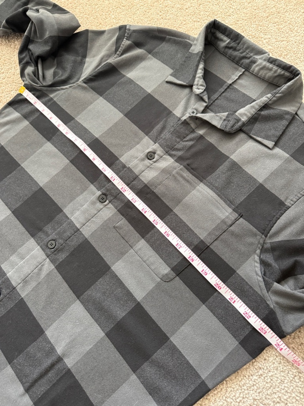 Lululemon Masons Peak Black Grey Flannel Button Up Shirt - Picture 9 of 10